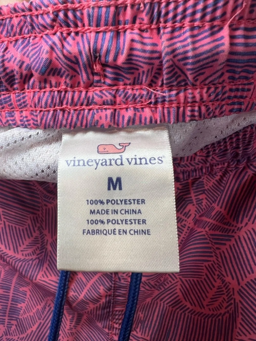 Vineyard Vines Linear Tropics Chappy Trunks Sunset Pink Lined Swim Shorts Medium
